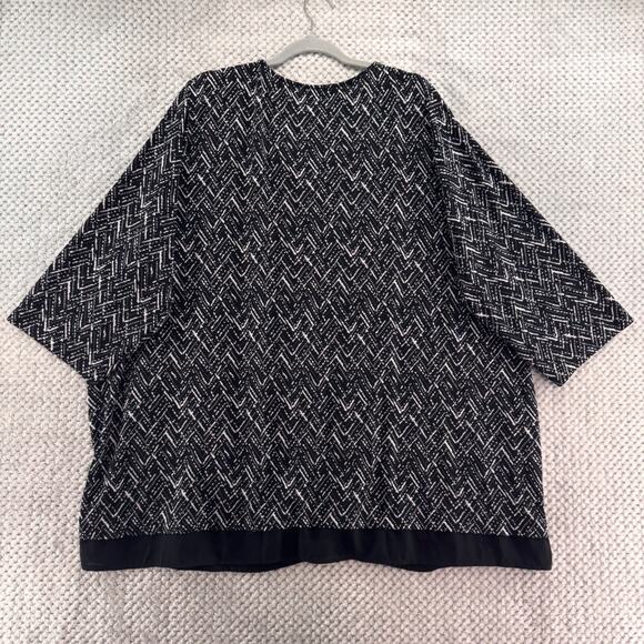 Catherines Top Womens 3X Black White Liquid Knit Stretch V-Neck Half Sleeve - Picture 7 of 13